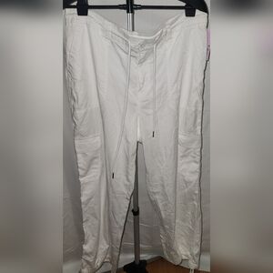 Wild Fable NWT White Cargo Pants‎ with Ties at the Ankle Women's Size L